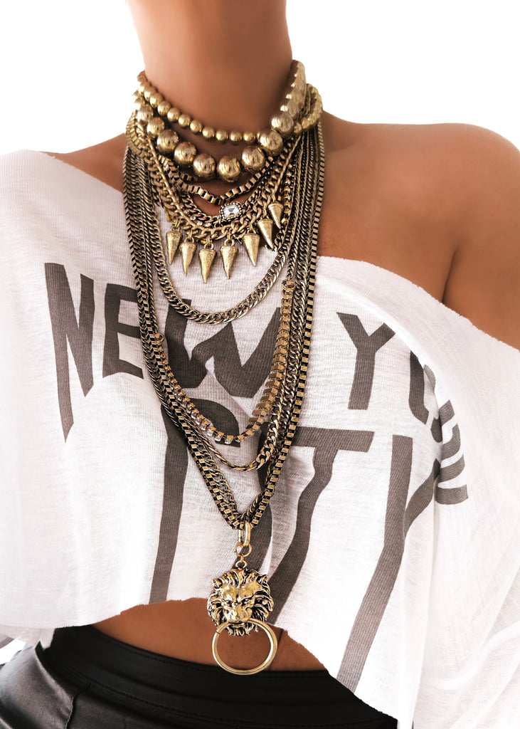 pebby forevee Necklace Gold SUTTON STATEMENT NECKLACE SET