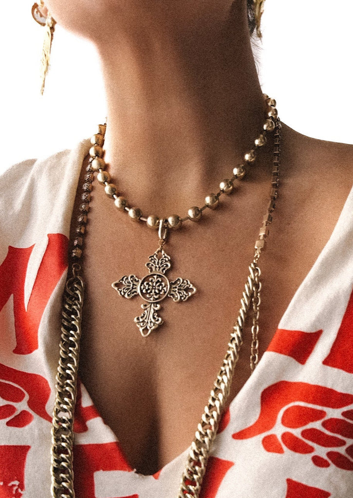 pebby forevee Necklace Gold TUDOR STATEMENT CHOKER