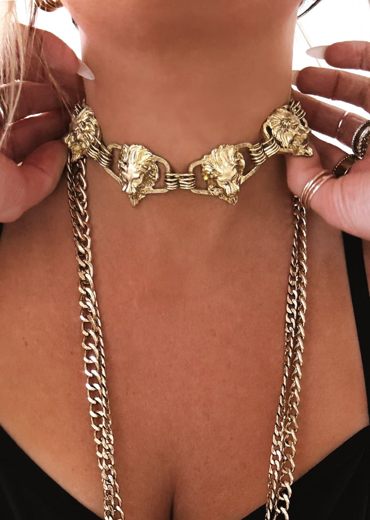 pebby forevee Necklace Gold VIGILANTE STATEMENT CHOKER NECKLACE