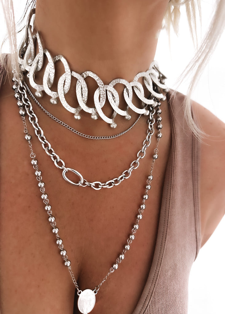 pebby forevee Necklace Silver ARMOR STATEMENT CHOKER NECKLACE