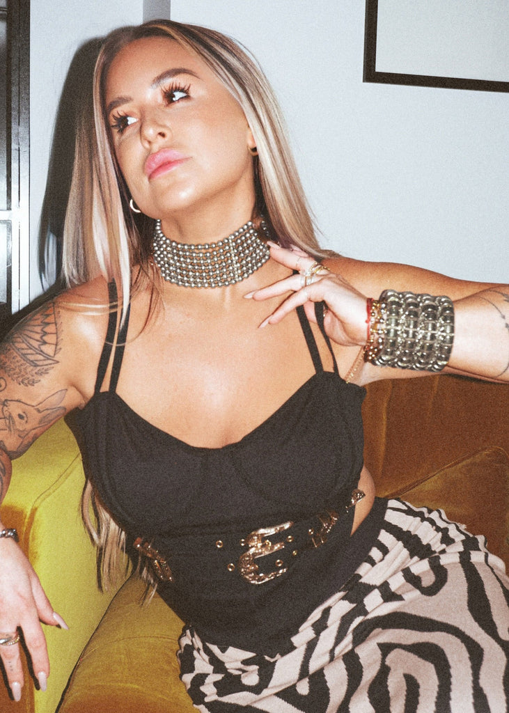 pebby forevee Necklace Silver ASIM WIDE STATEMENT CHOKER NECKLACE