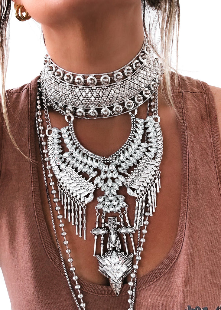 pebby forevee Necklace Silver ATTENDANCE STATEMENT CHOKER NECKLACE