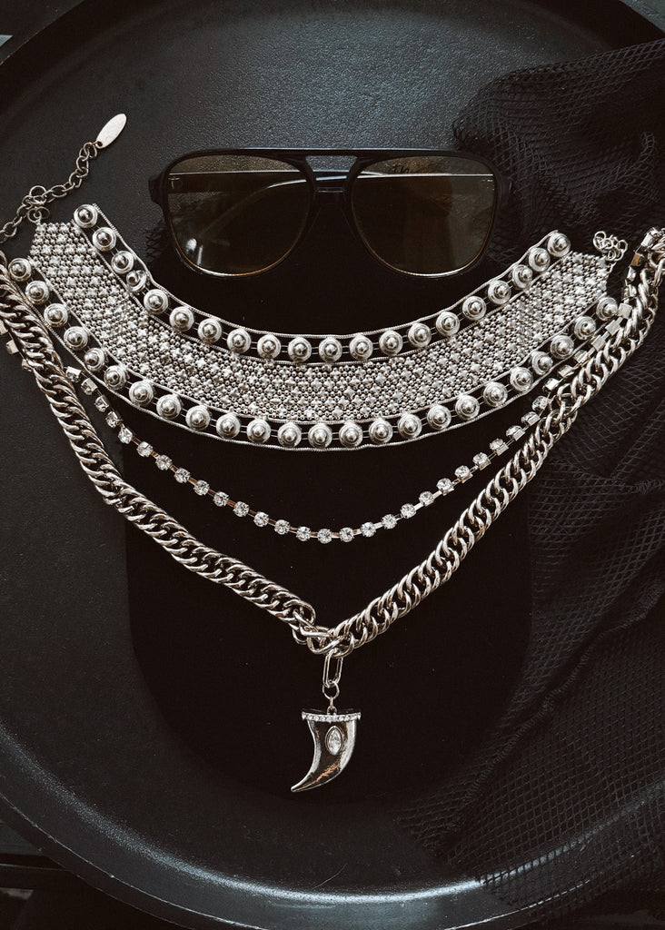 pebby forevee Necklace Silver ATTENDANCE STATEMENT CHOKER NECKLACE