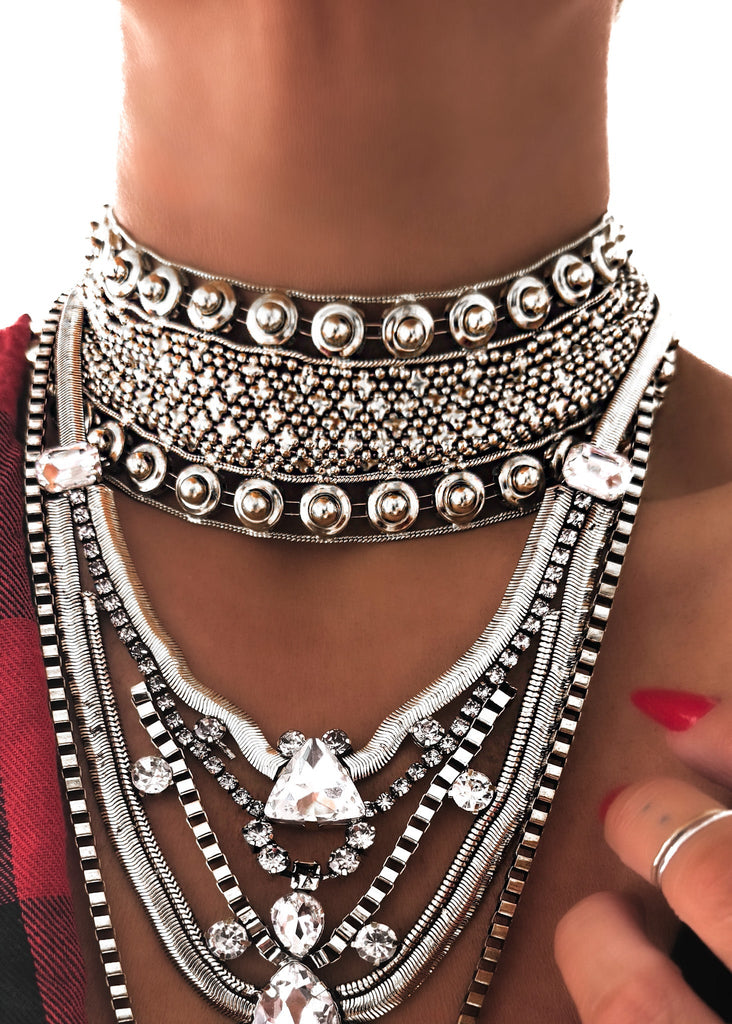 pebby forevee Necklace Silver ATTENDANCE STATEMENT CHOKER NECKLACE