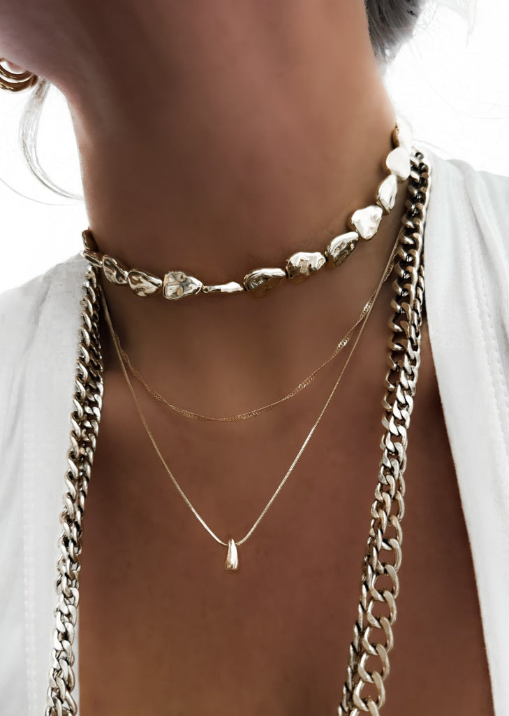 pebby forevee Necklace Silver CHANNING 3-LAYER STATEMENT NECKLACE