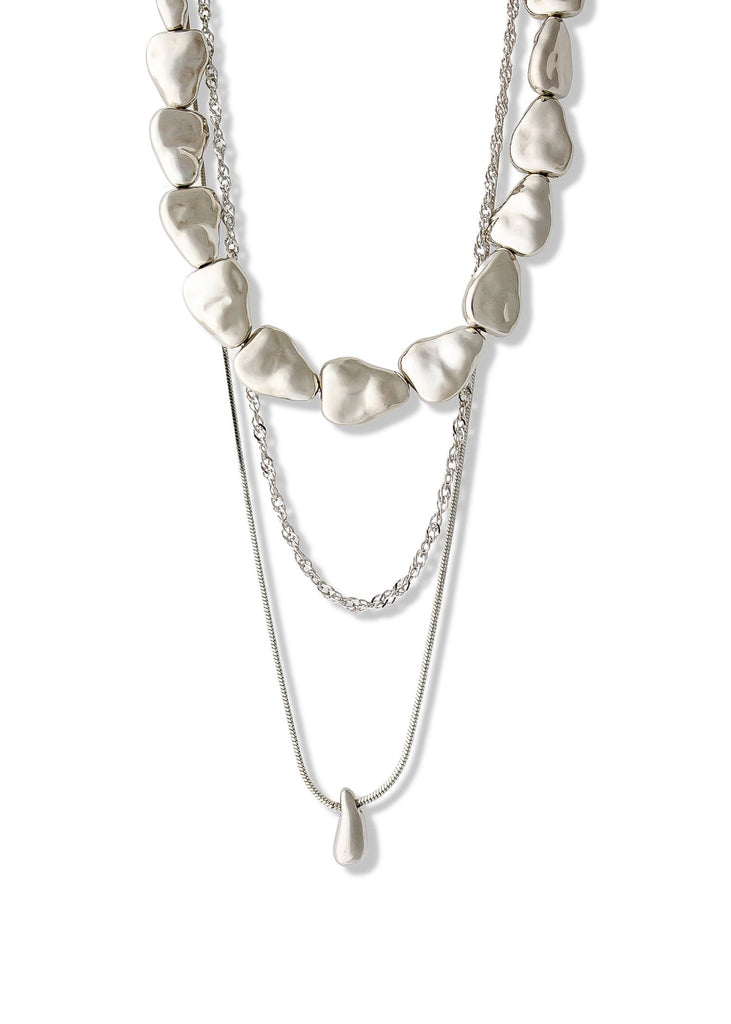 pebby forevee Necklace Silver CHANNING 3-LAYER STATEMENT NECKLACE