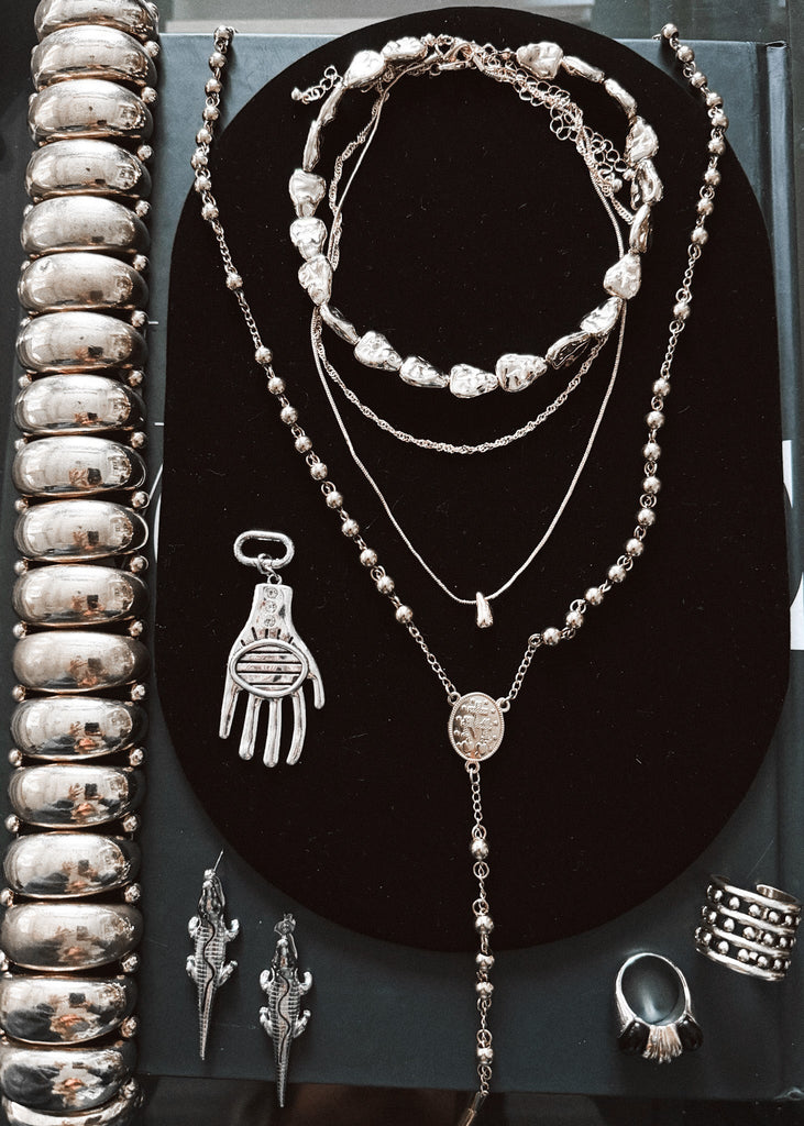 pebby forevee Necklace Silver CHANNING 3-LAYER STATEMENT NECKLACE