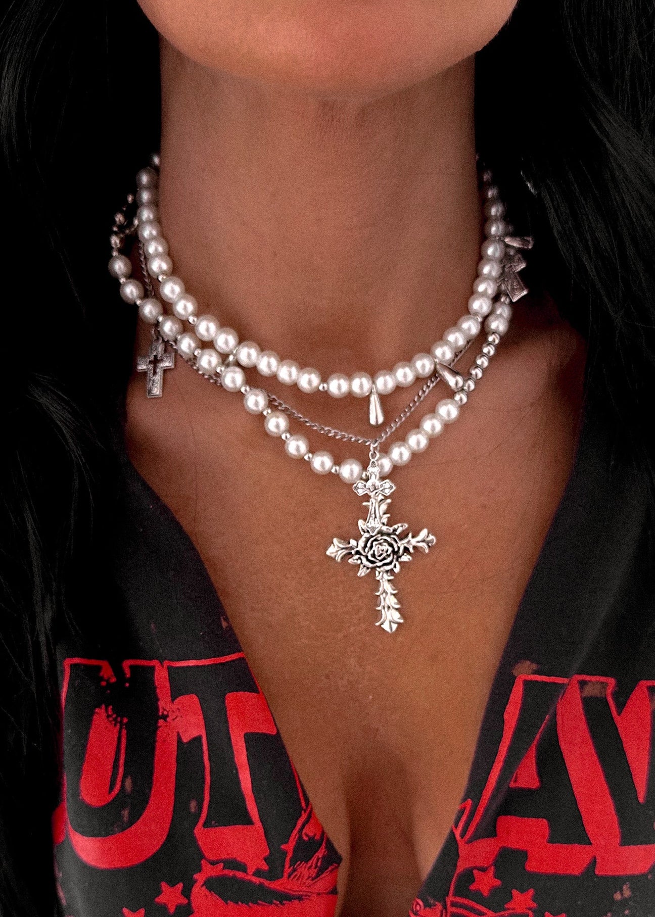 pebby forevee Necklace Silver COMMUNION 3 PC STATEMENT NECKLACE