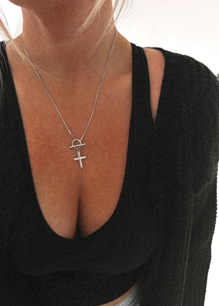 pebby forevee Necklace Silver CROSS MY HEART WATER RESISTANT NECKLACE