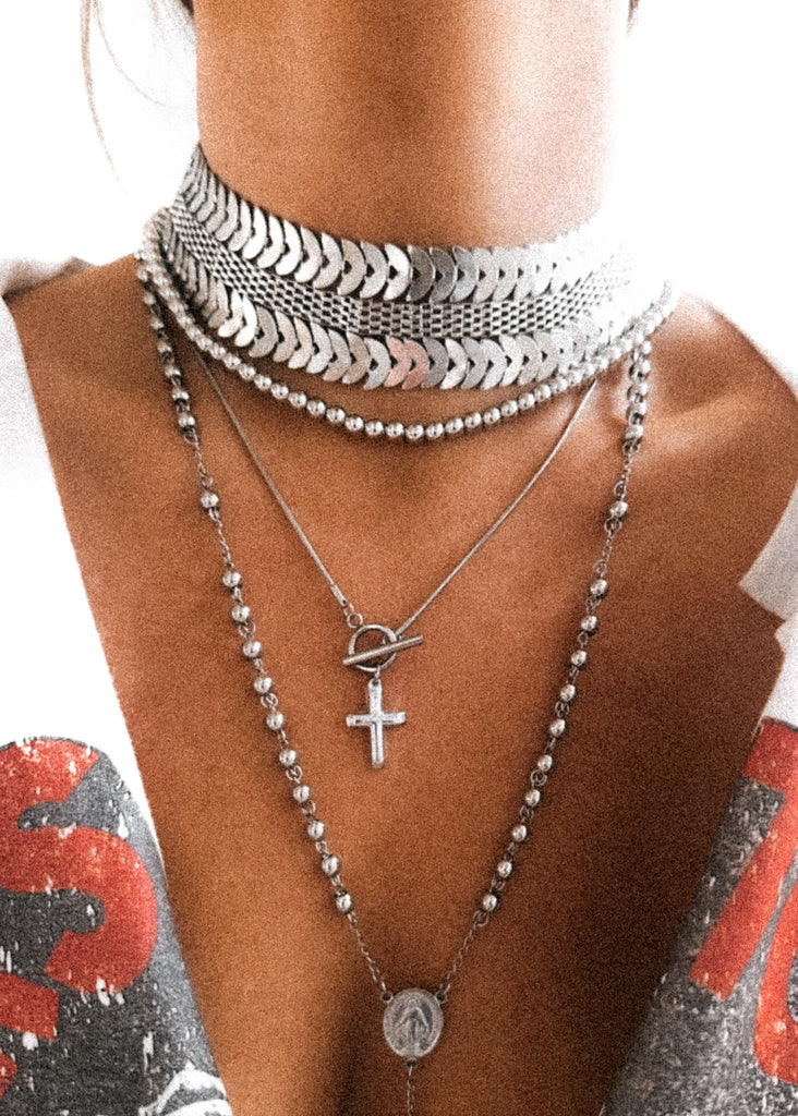 pebby forevee Necklace Silver CROSS MY HEART WATER RESISTANT NECKLACE