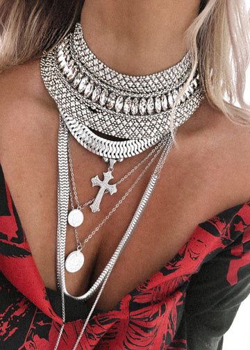 pebby forevee Necklace Silver CRUCIAL STATEMENT CHOKER NECKLACE