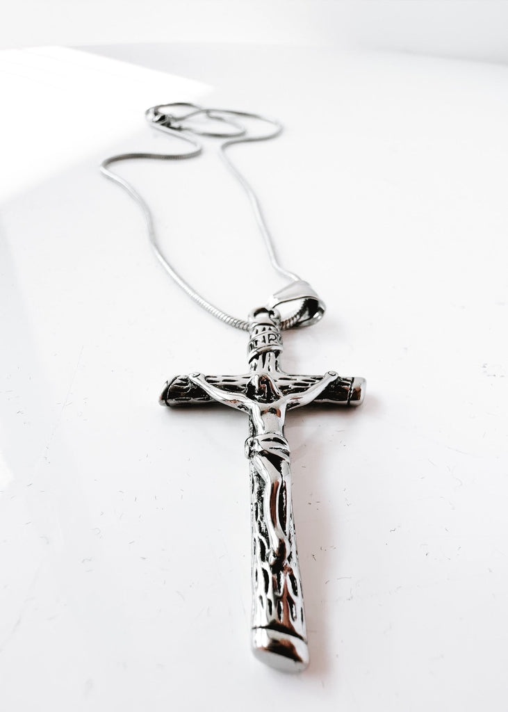 pebby forevee Necklace Silver CRUCIFIX WATER RESISTANT LONGLINE NECKLACE