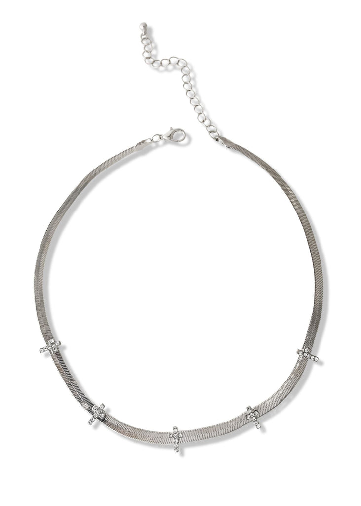 pebby forevee Necklace Silver DETAINED STATEMENT CHOKER NECKLACE