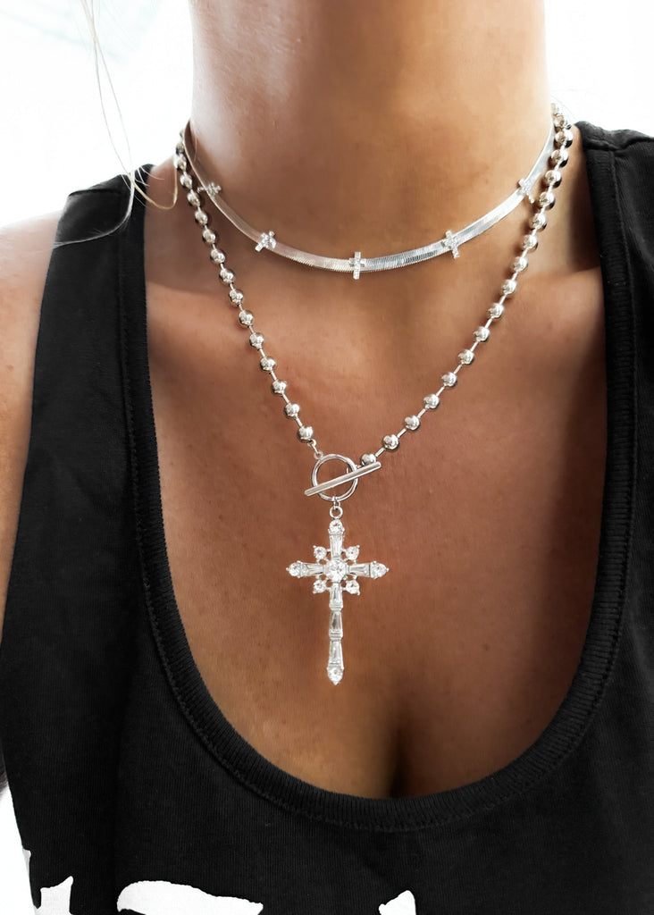 pebby forevee Necklace Silver DETAINED STATEMENT CHOKER NECKLACE