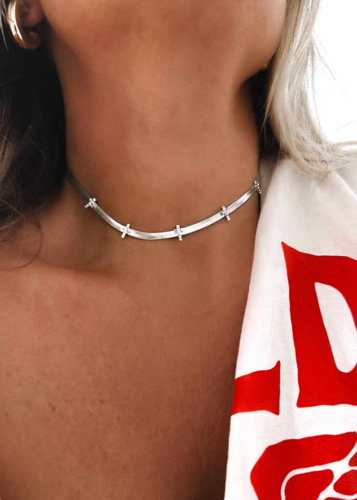pebby forevee Necklace Silver DETAINED STATEMENT CHOKER NECKLACE