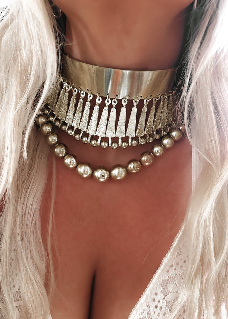 pebby forevee Necklace Silver DRASTIC STATEMENT CHOKER NECKLACE