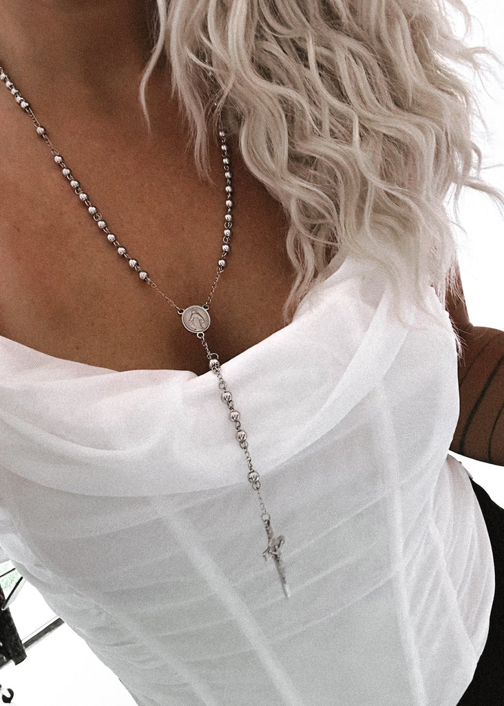 pebby forevee Necklace Silver **GETTING RESTOCKED ** SAINTLY WATER RESISTANT LONGLINE NECKLACE