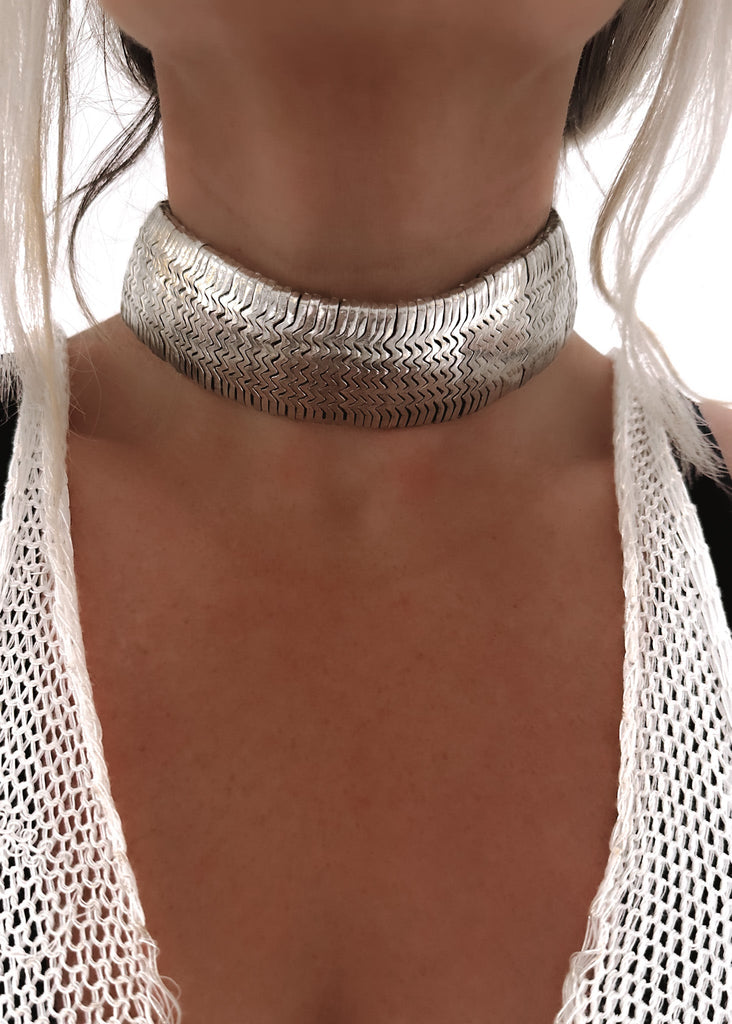 pebby forevee Necklace Silver RATION STATEMENT CHOKER NECKLACE