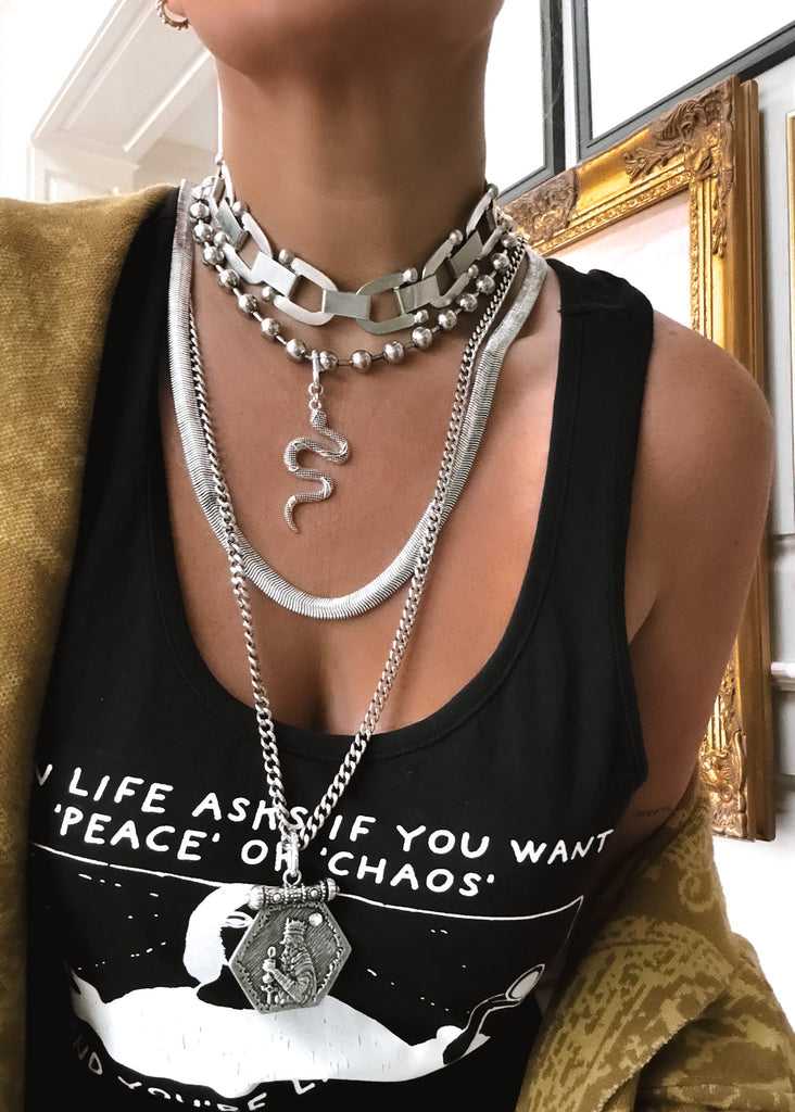 pebby forevee Necklace Silver SERPENT STATEMENT CHOKER