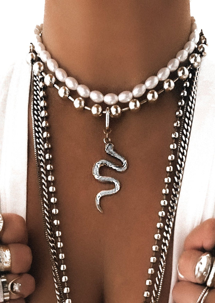 pebby forevee Necklace Silver SERPENT STATEMENT CHOKER