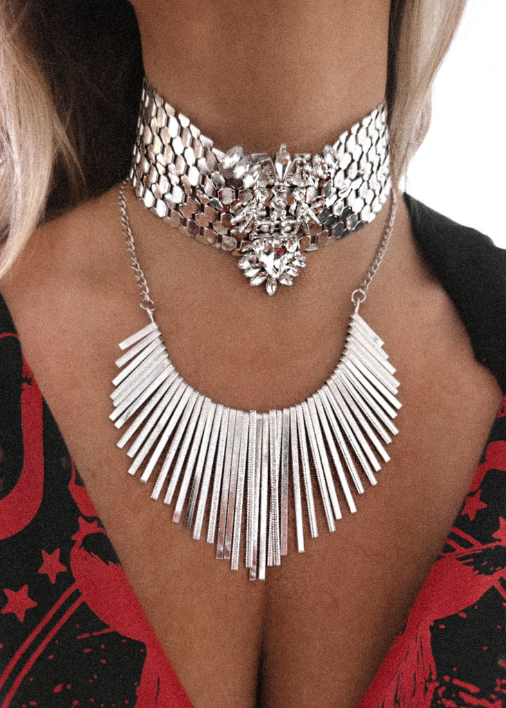 pebby forevee Necklace Silver SUNRAY STATEMENT NECKLACE