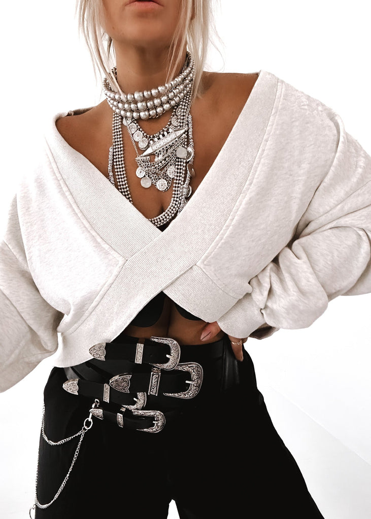 pebby forevee Necklace Silver THREE TIMES THE CHARM STATEMENT CHOKER NECKLACE