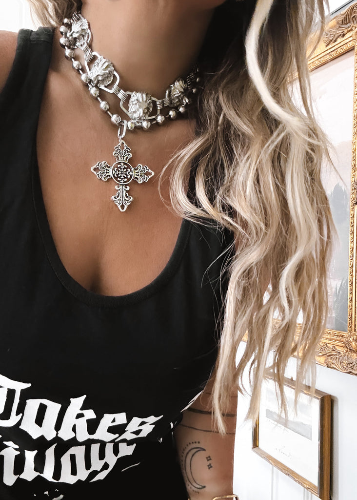 pebby forevee Necklace Silver TUDOR STATEMENT CHOKER