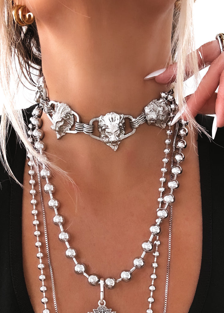 pebby forevee Necklace Silver VIGILANTE STATEMENT CHOKER NECKLACE