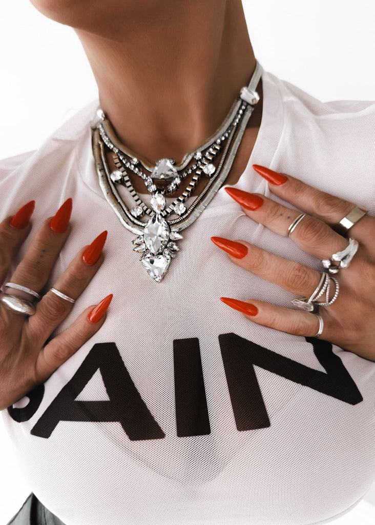 pebby forevee Necklace Silver YOU'LL BE BACK STATEMENT NECKLACE