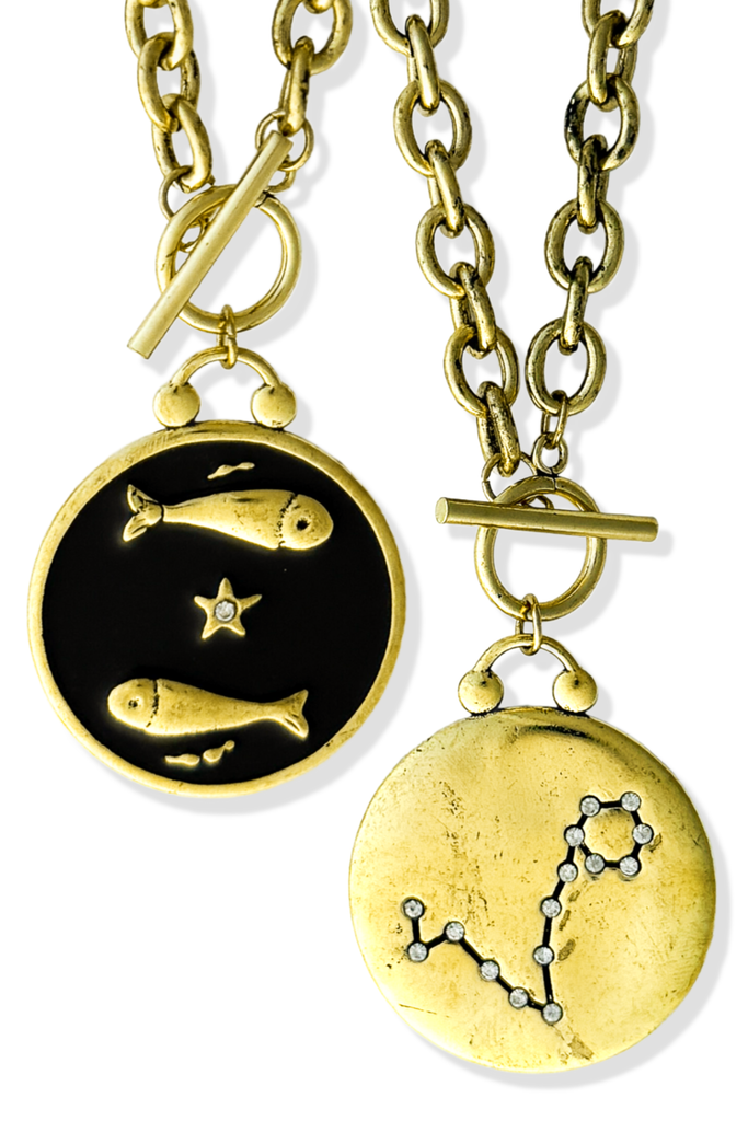 pebby forevee Necklace WHAT'S YOUR SIGN DOUBLE SIDED STATEMENT NECKLACE