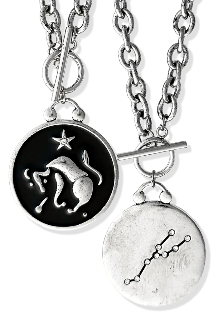 pebby forevee Necklace WHAT'S YOUR SIGN DOUBLE SIDED STATEMENT NECKLACE