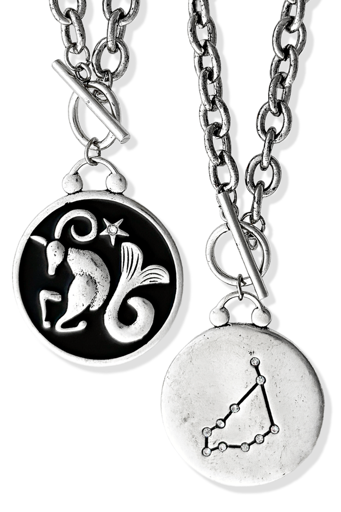 pebby forevee Necklace WHAT'S YOUR SIGN DOUBLE SIDED STATEMENT NECKLACE