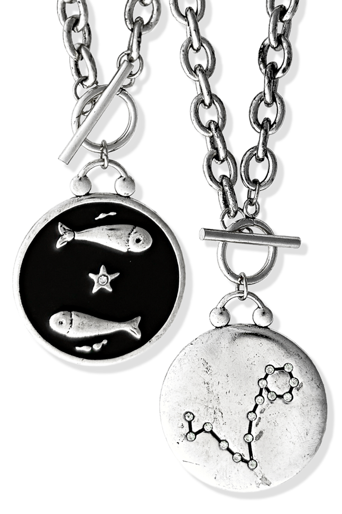 pebby forevee Necklace WHAT'S YOUR SIGN DOUBLE SIDED STATEMENT NECKLACE