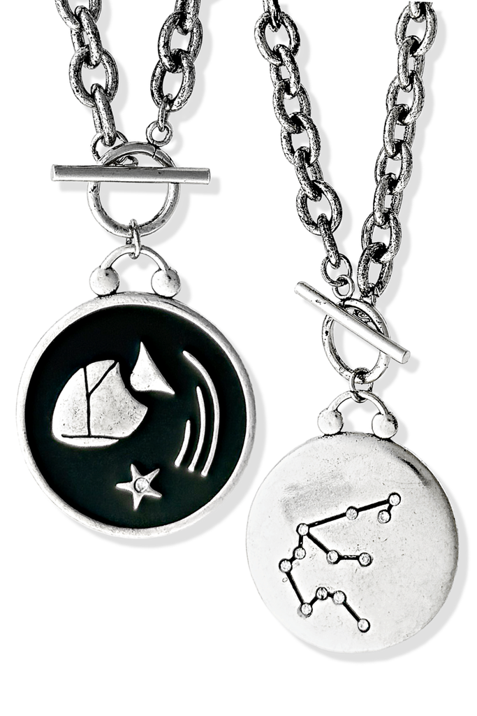 pebby forevee Necklace WHAT'S YOUR SIGN DOUBLE SIDED STATEMENT NECKLACE