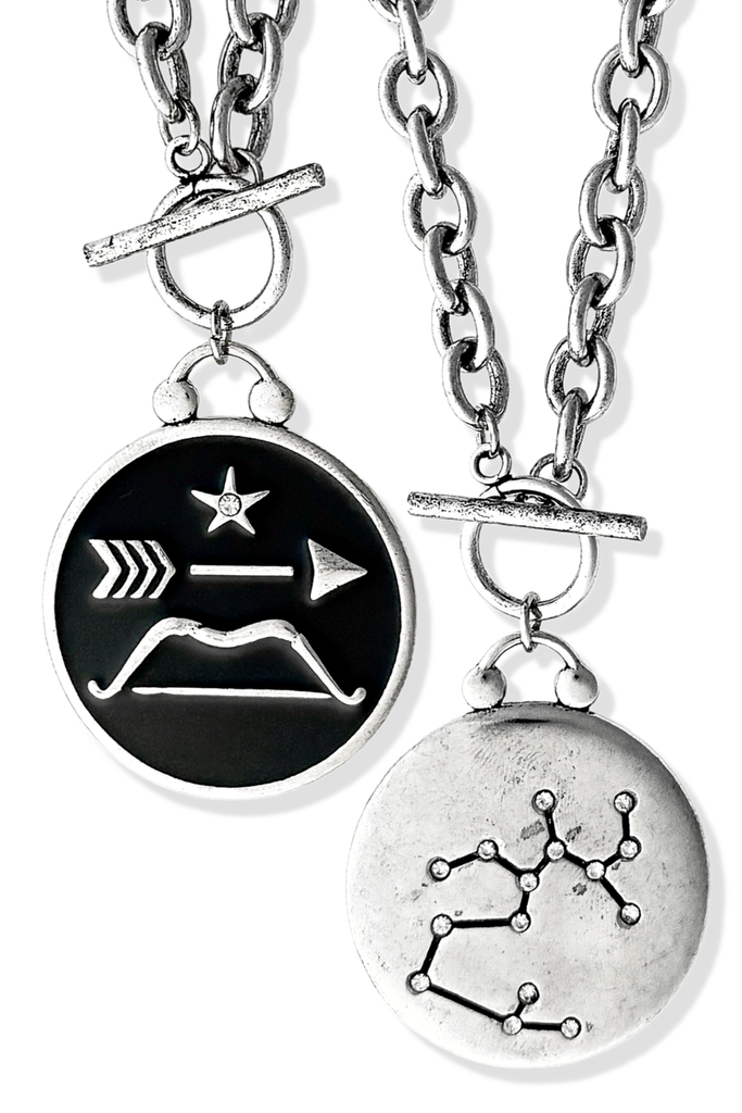 pebby forevee Necklace WHAT'S YOUR SIGN DOUBLE SIDED STATEMENT NECKLACE