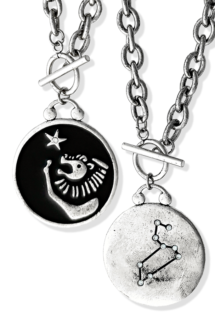 pebby forevee Necklace WHAT'S YOUR SIGN DOUBLE SIDED STATEMENT NECKLACE