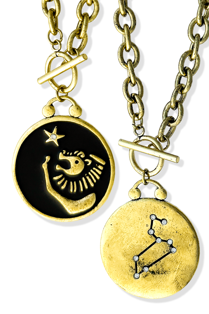 pebby forevee Necklace WHAT'S YOUR SIGN DOUBLE SIDED STATEMENT NECKLACE