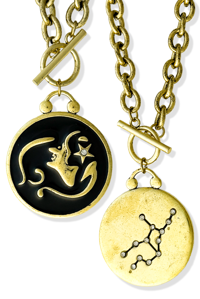 pebby forevee Necklace WHAT'S YOUR SIGN DOUBLE SIDED STATEMENT NECKLACE