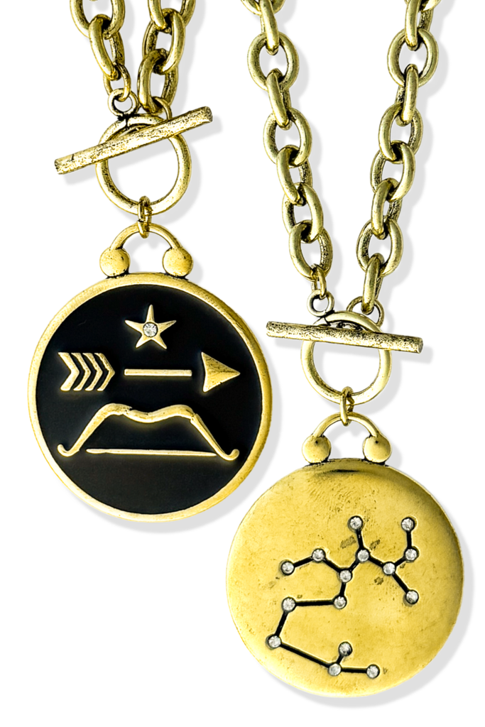 pebby forevee Necklace WHAT'S YOUR SIGN DOUBLE SIDED STATEMENT NECKLACE