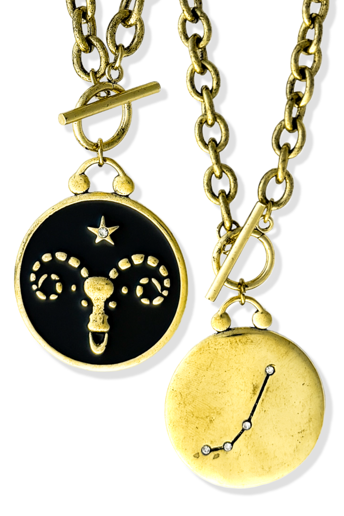 pebby forevee Necklace WHAT'S YOUR SIGN DOUBLE SIDED STATEMENT NECKLACE