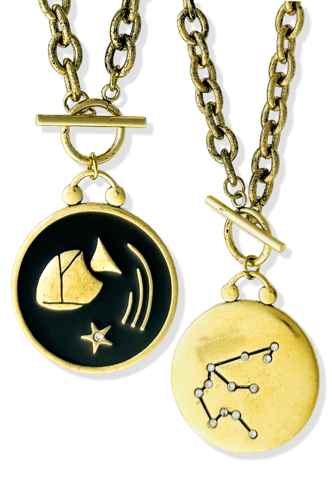 pebby forevee Necklace WHAT'S YOUR SIGN DOUBLE SIDED STATEMENT NECKLACE