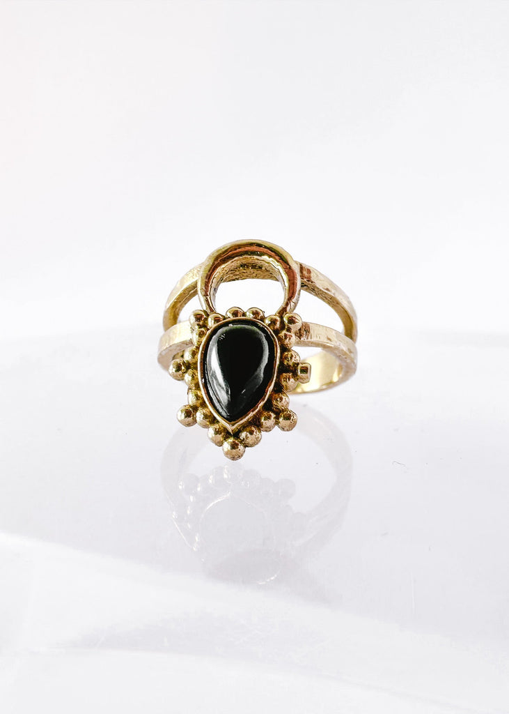 pebby forevee Ring Gold/Black CLEARING UP STATEMENT RING