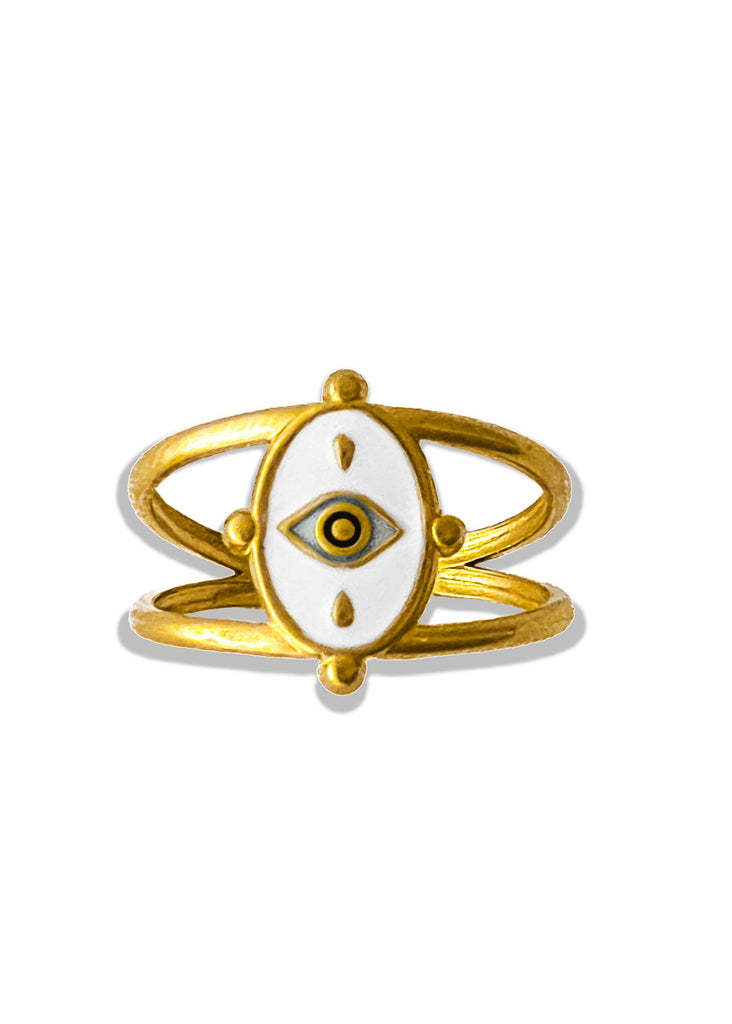 pebby forevee Ring Gold / White / Flexible Fit EYE TO EYE WHITE WATER RESISTANT RING