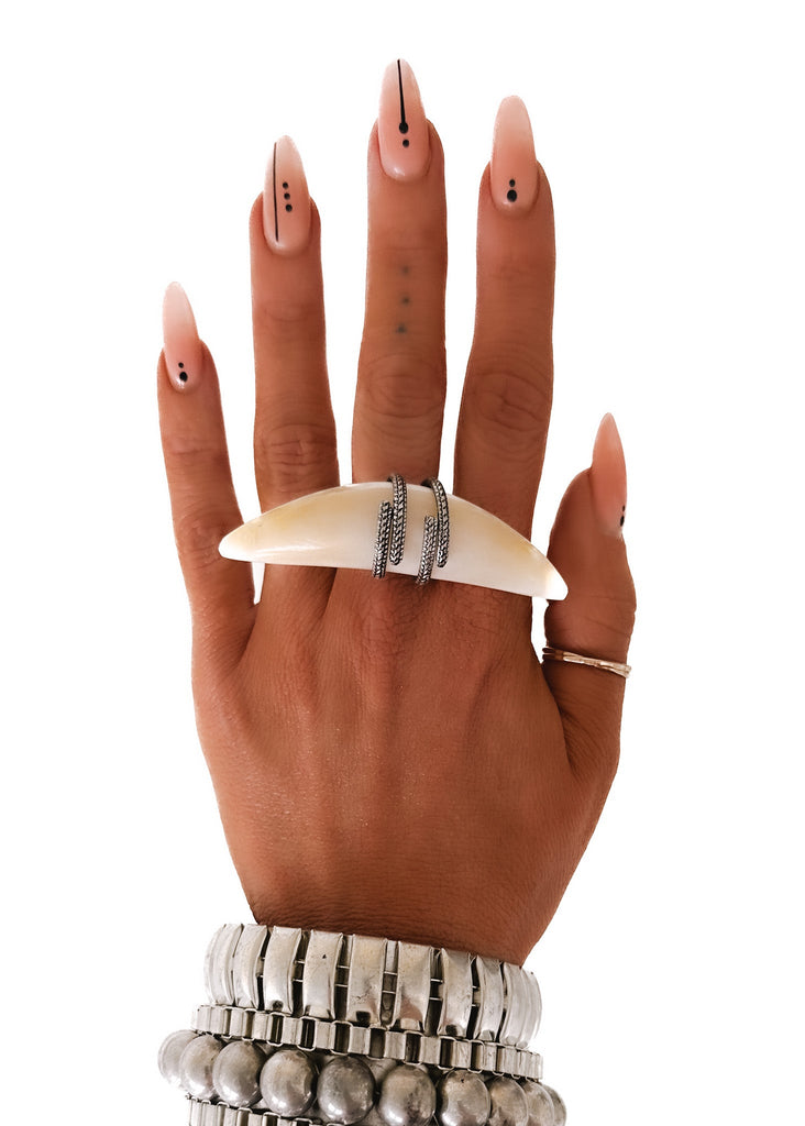 pebby forevee Ring Silver + Ivory / Flexible Fit WILD AT HEART STATEMENT RING
