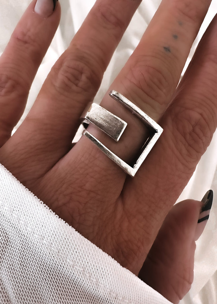 pebby forevee Ring Silver MAZE STATEMENT RING
