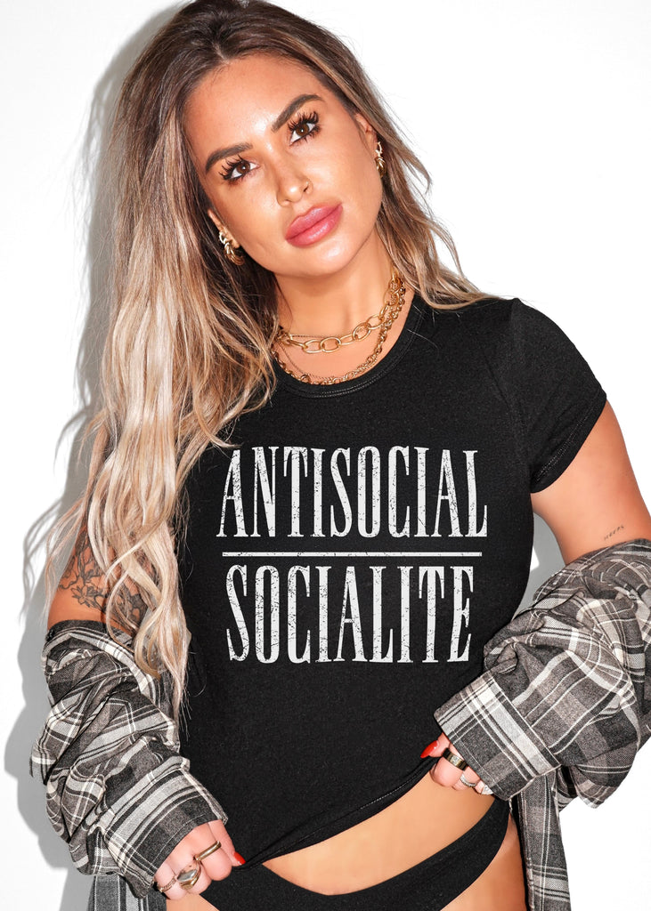 pebby forevee Short Sleeve Top ANTISOCIAL SOCIALITE GRAPHIC BABY TEE