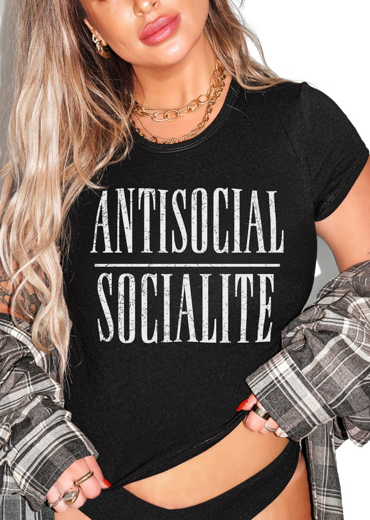pebby forevee Short Sleeve Top ANTISOCIAL SOCIALITE GRAPHIC BABY TEE