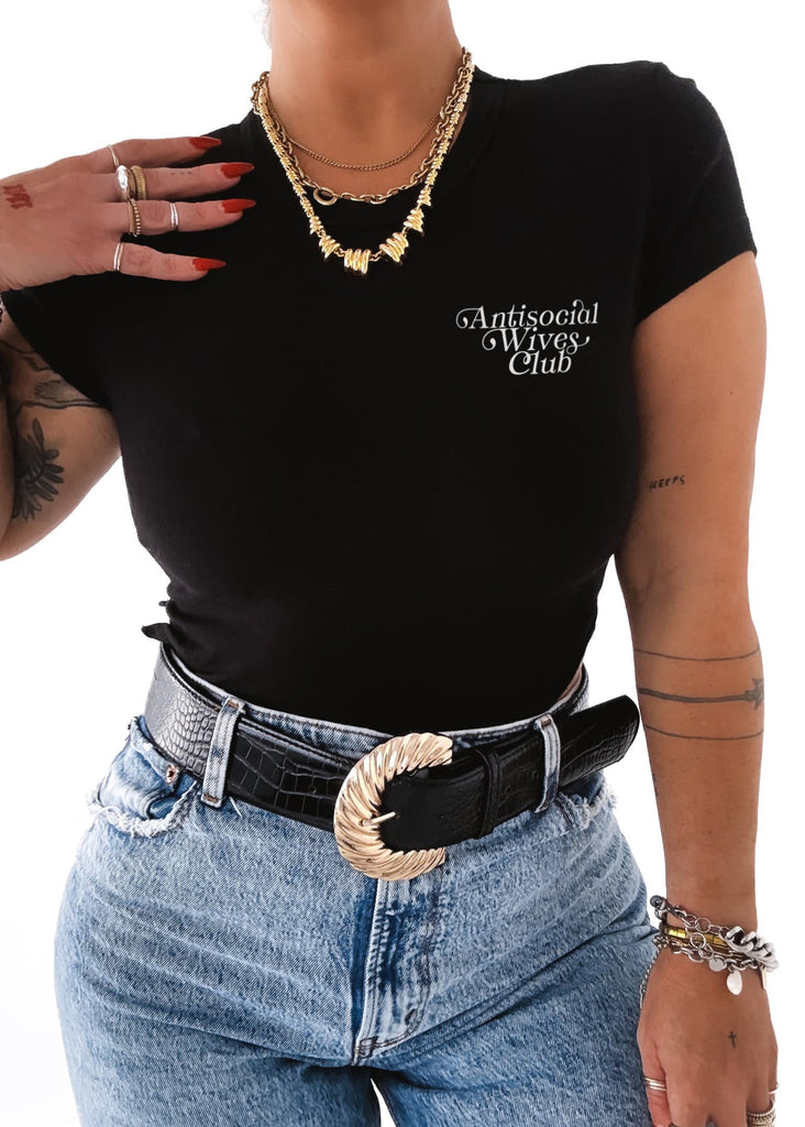 pebby forevee Short Sleeve Top ANTISOCIAL WIVES CLUB GRAPHIC BABY TEE