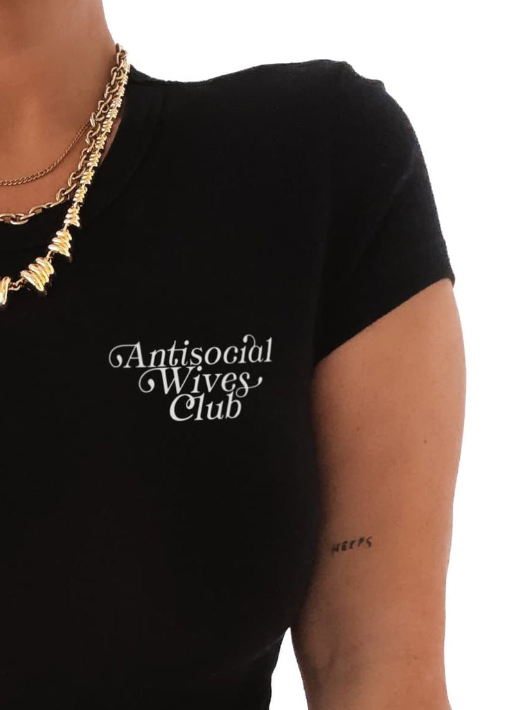 pebby forevee Short Sleeve Top ANTISOCIAL WIVES CLUB GRAPHIC BABY TEE