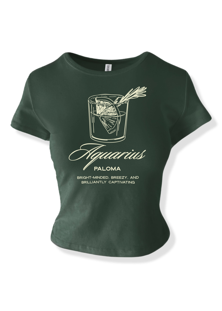 pebby forevee Short Sleeve Top AQUARIUS COCKTAIL GRAPHIC BABY TEE